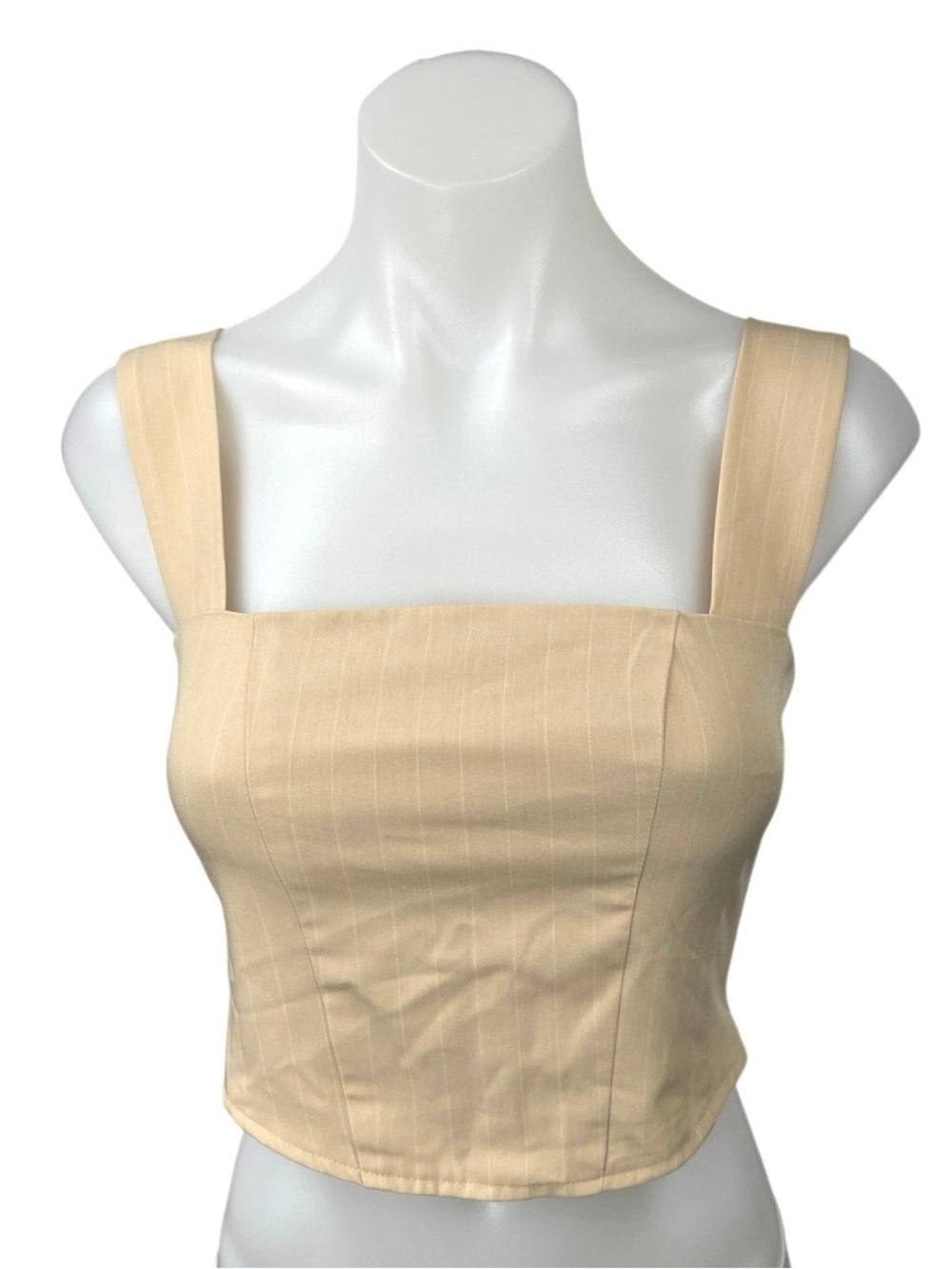 Tiger Mist Beige Square-Neck Crop Tank Top